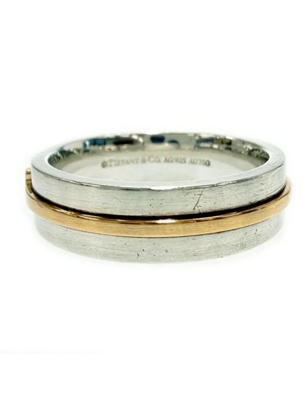 Tiffany & Co Silver Gold T Two Narrow Ring